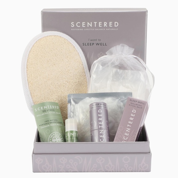 NEW! Relaxing Bath Set for Restful Sleep Bath Salts Aromatherapy Balms Loofah - Picture 1 of 11